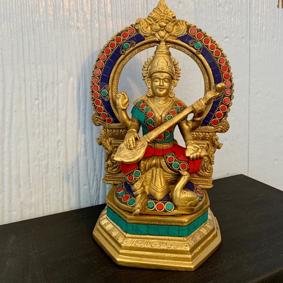 Saraswati Statue & Swan Under Arch Stone Figurine - Picture 14 of 14